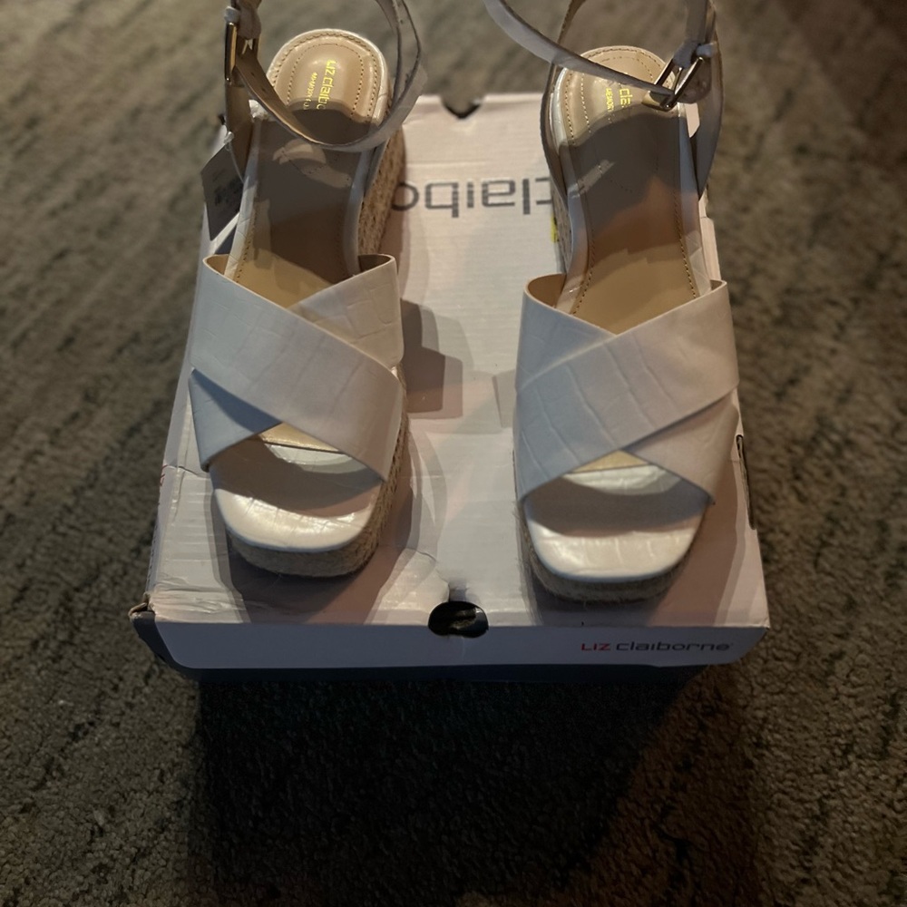 Liz Claiborne White Wedge Shoes